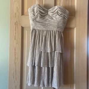 Max & Cleo gold/silver metallic strapless dress